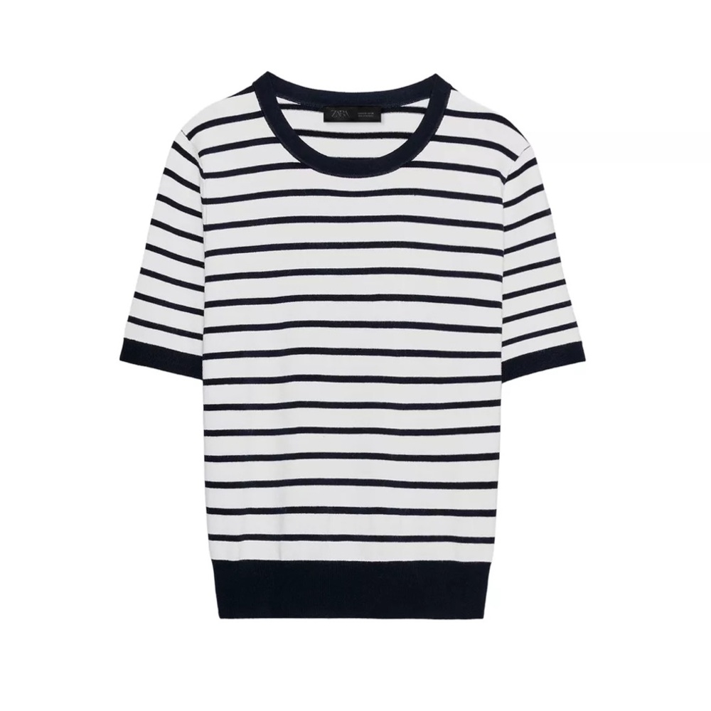 🎬 Zara Plain Knit Basic Short Sleeve Top